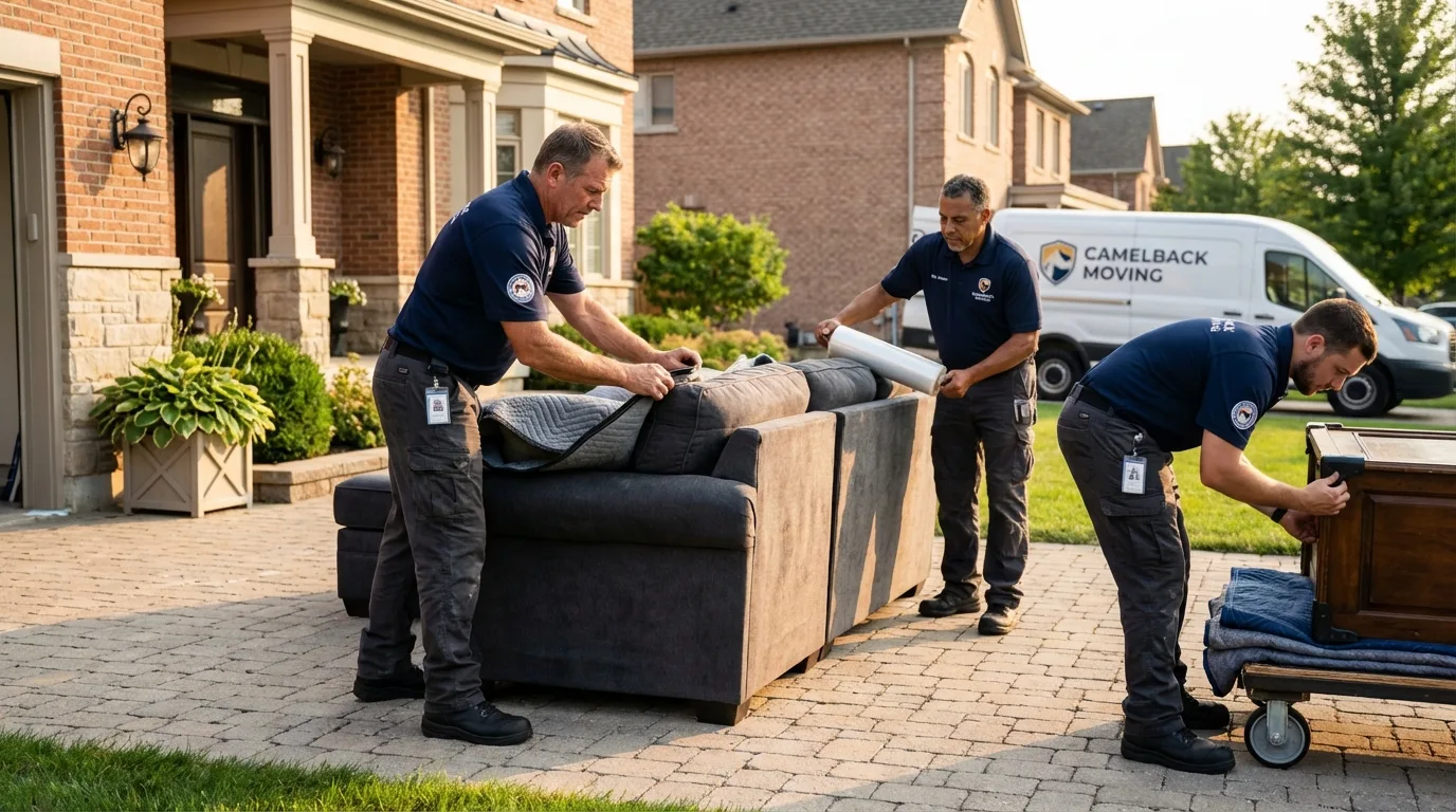 Large estate moving crew wrapping furniture in Palo Cedro, CA