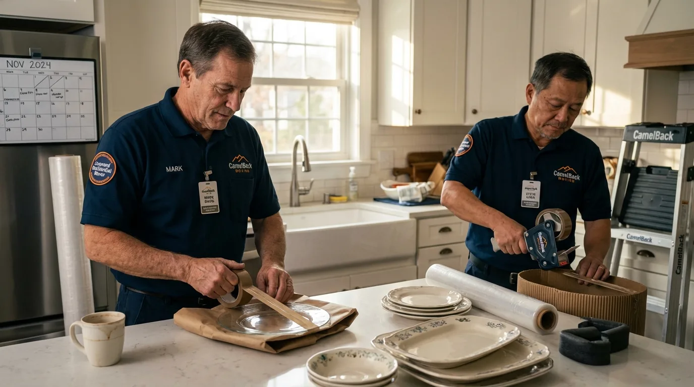 Professional crew packing kitchen dishware in Palo Cedro, CA